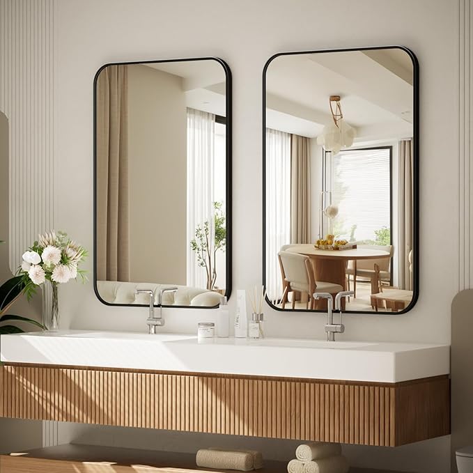 BEAUTYPEAK 20" x 28" Rectangular Aluminum Alloy Frame Wall Mounted Bathroom - Image 5