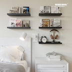 RICHER HOUSE 5 Set Floating Wall Mounted Shelves, Modern Picture Ledge Shelf - Image 2