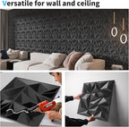 Art3d 33-Pack 3D Wall Panels for Interior Wall Decor, Modern Diamond Textured - Image 6