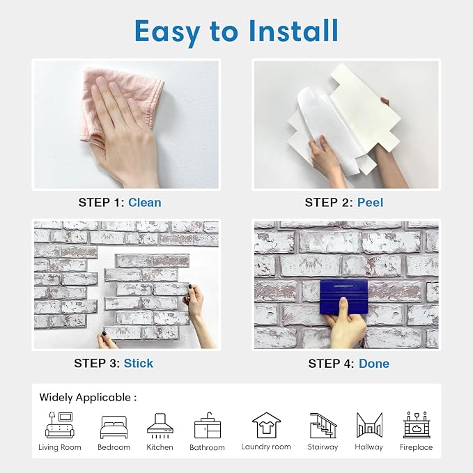 COMSTICKC 3D Faux Brick Peel and Stick Wall Covering, Small Size Thin PVC Self - Image 7