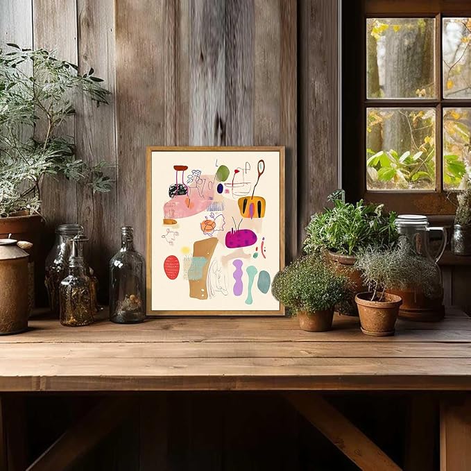 Abstract framed wall art, cute wall decor, modern colorful minimalist canvas - Image 4