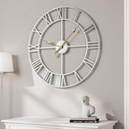 Cuspin 30 Inch Large Wall Clock, Modern Silver Metal Big Decorative Wall Clock by Cuspin