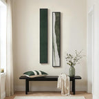 Long Narrow Framed Green Vertical Abstract Wall Art Set, 2 Piece Modern Canvas by Cuspin