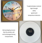 Beach Wall Clock Battery Operated 12 Inch Glass Wall Clock Non Ticking Analog - Image 8