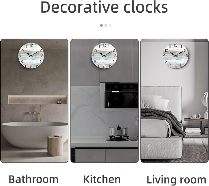 CHYLIN Wall Clock 12 Inch Bathroom Clock, Rustic Wall Clocks Battery Operated - Image 8