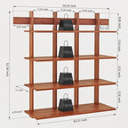 4-Tier Wall Mounted Bamboo Bookshelf, 43×52 Inch Large Floating Shelves - Image 3