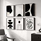 Framed Boho Black and White Abstract Wall Art, Minimalist Geometric Pictures by Cuspin