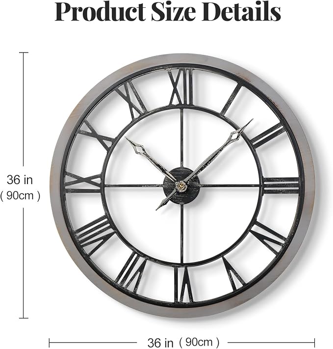 Cuspin 36 Inch Large Farmhouse Wall Clock - Image 2