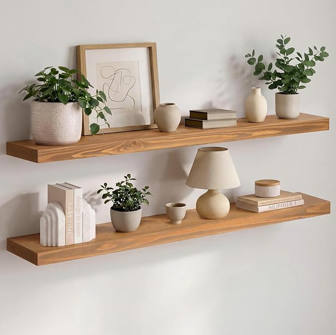 Homeforia 42 inch Golden Oak Floating Shelf, High End Solid Real Wood 42inch by Homeforia