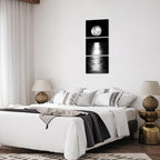 Artmyharbor Full Moon Phase Canvas Wall Art Vertical Black and White Picture - Image 3