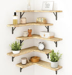 Fixwal Floating Shelves for Wall Set of 5, Rustic Wood Wall Mounted Corner by Fixwal