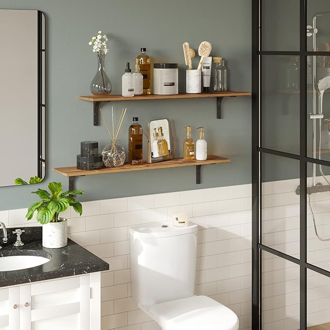 DINZI LVJ Long Wall Shelves, 39.4Inch Wall Mounted Shelves Set of 4, Extra - Image 4