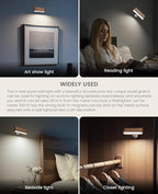 Wood LED Wall Sconce Magnetic 360°Rotate Mounted Mini Lamp Brightness - Image 9