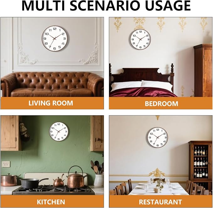 Woodgrain Wall Clocks Battery Operated 12 Inch, Large Easy-to-Read Silent - Image 8