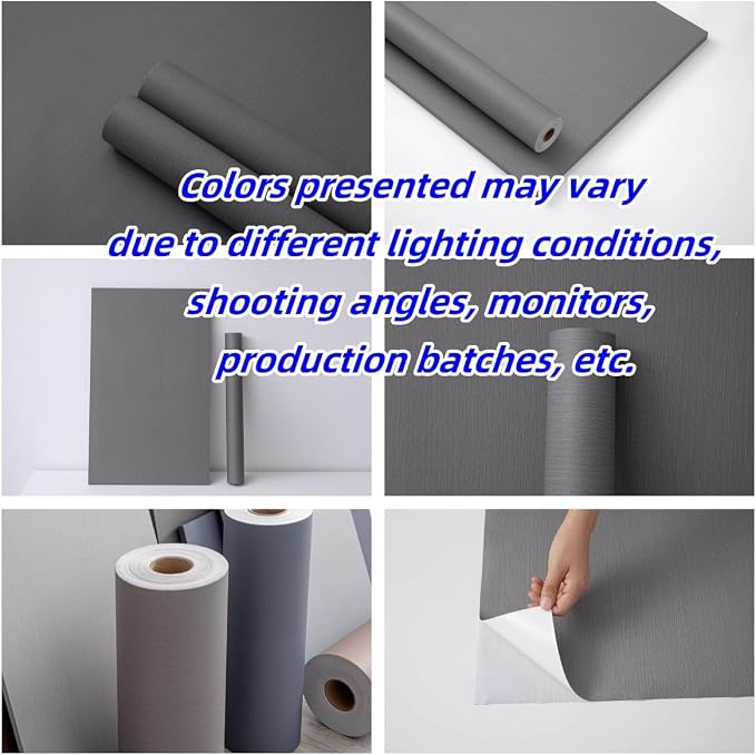 Haimin Fabric Wallpaper Textured Contact Paper Grey Peel and Stick Faux Linen - Image 2