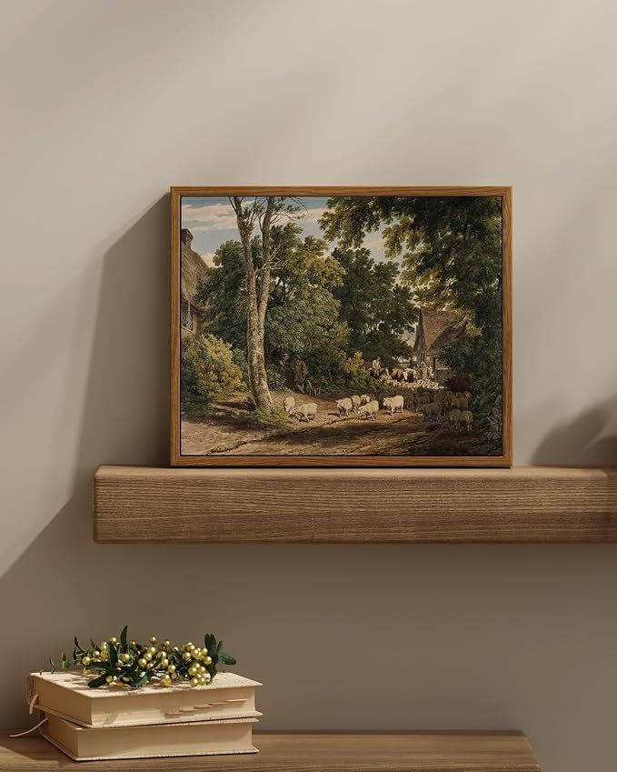 InSimSea Framed Canvas Wall Art Vintage Decor, Room Decor Classical Countryside - Image 2