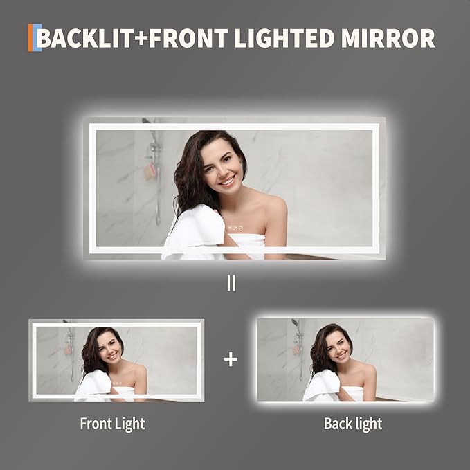 GarveeHome 55x26 LED Bathroom Mirror - Image 2
