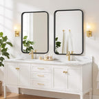 Bathroom Mirror 40x30 Inch Black Metal Frame Rectangle Vanity Mirror - Image 2