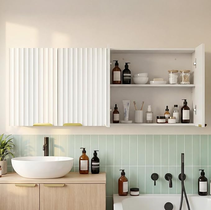 ChooChoo 4 Doors Wall Cabinet Laundry Room, Bathroom Wall Cabinet - Image 7