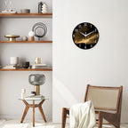 Black and Glod Wall Clocks for Living Room Decor Glass Wall Clock Battery - Image 4