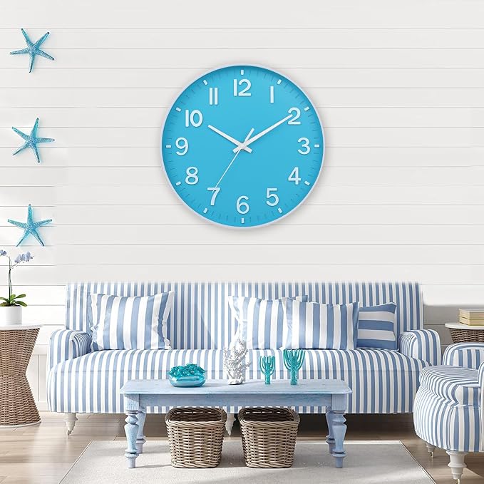 HZDHCLH Wall Clock 3D Numbers Wall ClockBattery-Powered 12-inch Silent Non-Tick - Image 2