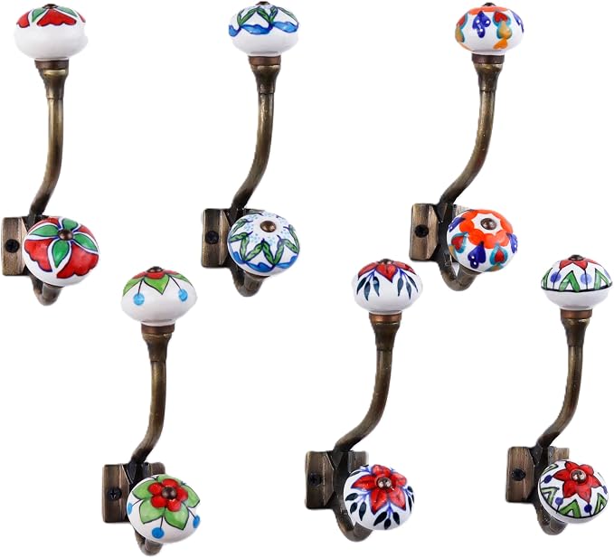 Indian Shelf Pack of 12 Heavy Duty Double Prong Multicolor Decorative Coat by IndianShelf