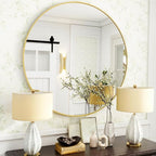 VooBang Gold Round Bathroom Mirror, 30 inch Circle Wall Mounted Hanging Mirror - Image 5