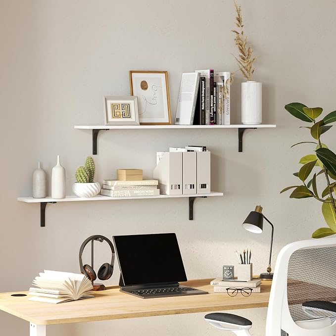 DINZI LVJ Long Wall Shelves, 47.3Inch Wall Mounted Shelves Set of 2, Extra - Image 5