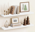 Harwaya White Wood Floating Shelves 36 Inches Long Set of 2, Large Modern Wall by Harwaya
