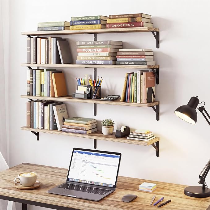 YGEOMER Floating Shelves for Wall, 35in Light Carbonized Brown Wall Shelves for - Image 5