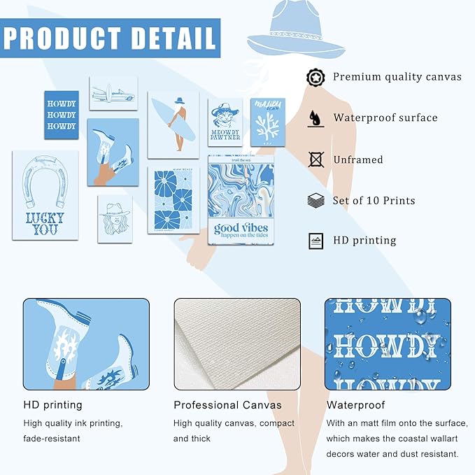 Uniro Coastal Cowgirl Room Decor, Coastal Granddaughter Room Decor, Light Blue - Image 5