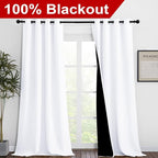 NICETOWN White 100% Blackout Curtains - Image 2