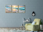 Wieco Art Framed Canvas Wall Art 3 Panel Blue Beach - Image 5