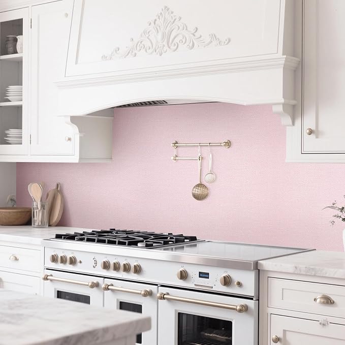 15.75"x787.4" Pink Wallpaper Peel and Stick Removable Grasscloth Textured - Image 8