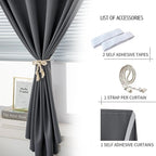 Magic Tape Stick On Curtains Window Shades Pull Down Blackout Window Cover - Image 2