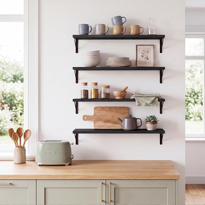 YGEOMER Floating Shelves for Wall, 23in Black Wall Shelves for Living Room - Image 6