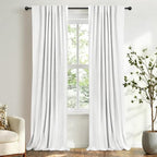 100% Blackout Shield White Linen Blackout Curtains by 100BlackoutShield