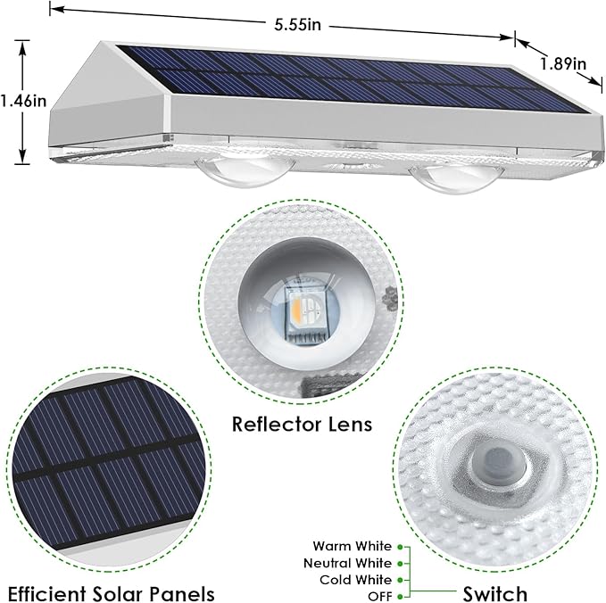 LIANGLOME 2 Pack Solar Fence Lights Outdoor, 2PK Solar Outdoor Light Warm White - Image 5