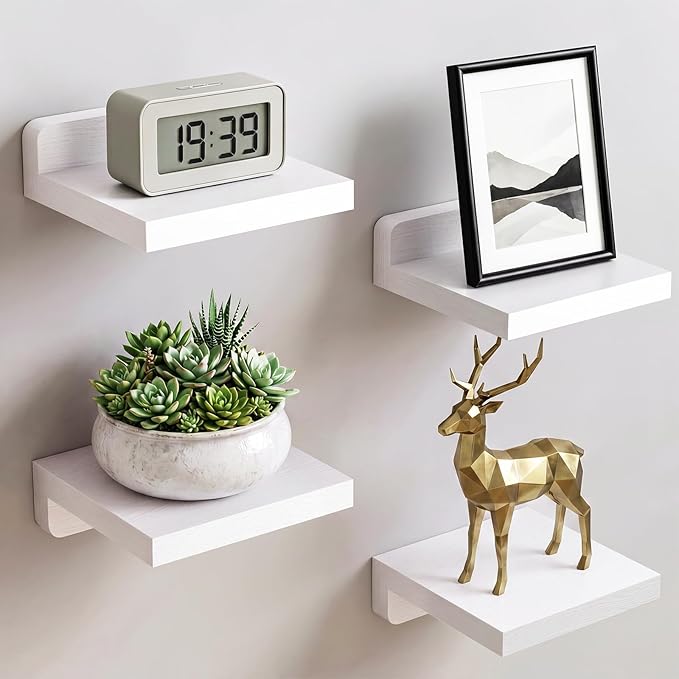 Fixwal Small Shelf for Wall, Rustic Wood Floating Wall Mounted Shelves for by Fixwal