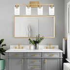 4 Light Bathroom Vanity Light Fixtures, Brushed Brass Modern Wall Lights - Image 5