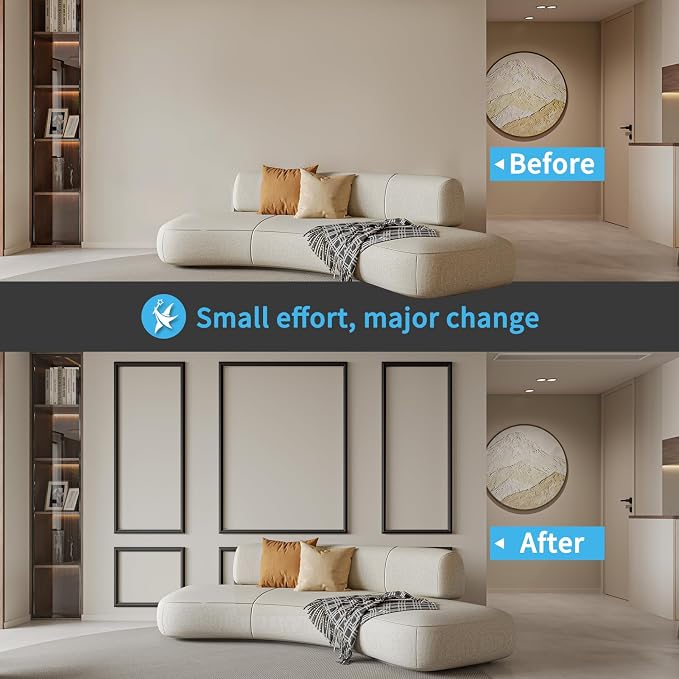 Art3d Pre-Cut Wall Molding Set of 6 pcs, Ready-to-Assemble Wainscoting Panels - Image 4