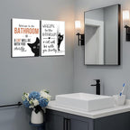 MUWAK Funny Welcome to the Bathroom Slogan Wall Art Set of 2 – Cat will Be - Image 6