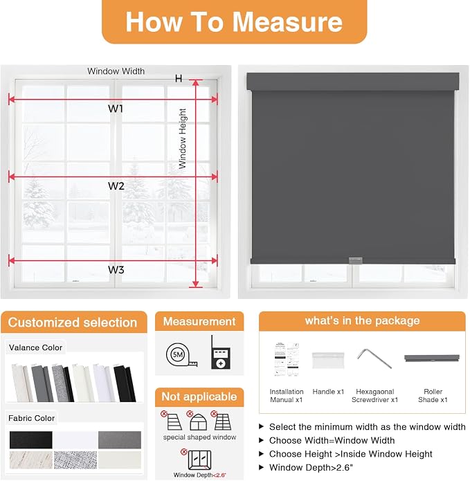 AOSKY No Drill Cordless Blackout Roller Shades - Image 5