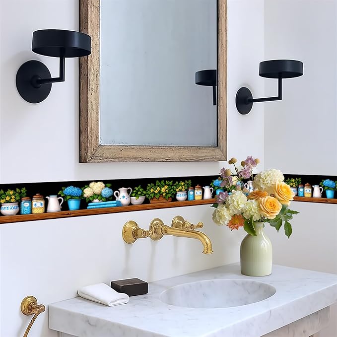 Kitchen Shelf Wallpaper Border 196x4 Inch Removable Wall Border Peel and Stick - Image 5