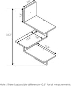 Furinno Rossi Wall Mounted Shelves, 3-Tier Rectangle, Espresso/Black - Image 2