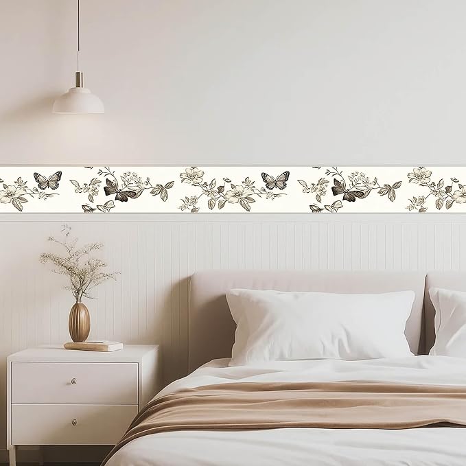 IVN Wallpaper Border Peel and Stick PVC Vintage Butterfly and Floral Design - Image 9