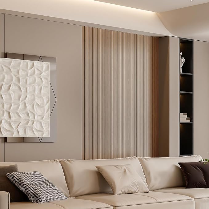 YLL YLL PVC Slat Wall Panel Peel and Stick 236"x 15.7" Faux Oak Grain Wood Slat - Image 3