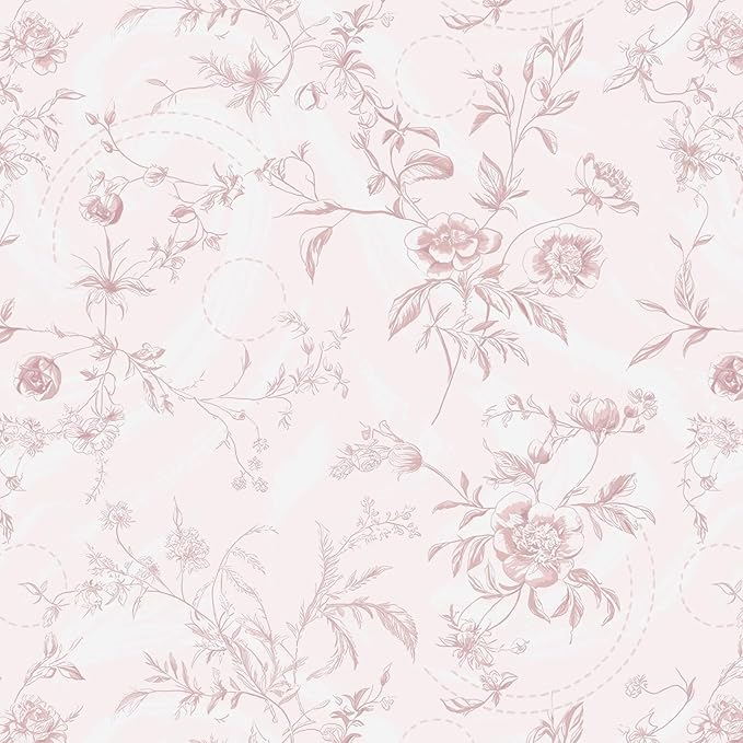 Ismoon Floral Wallpaper Peel and Stick Pink Stick on Wall Paper Vintage French by Ismoon