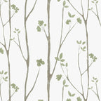 Timeet Green White Leaf Floral Boho Wallpaper 16" x 393.7" Self-Adhesive by Timeet