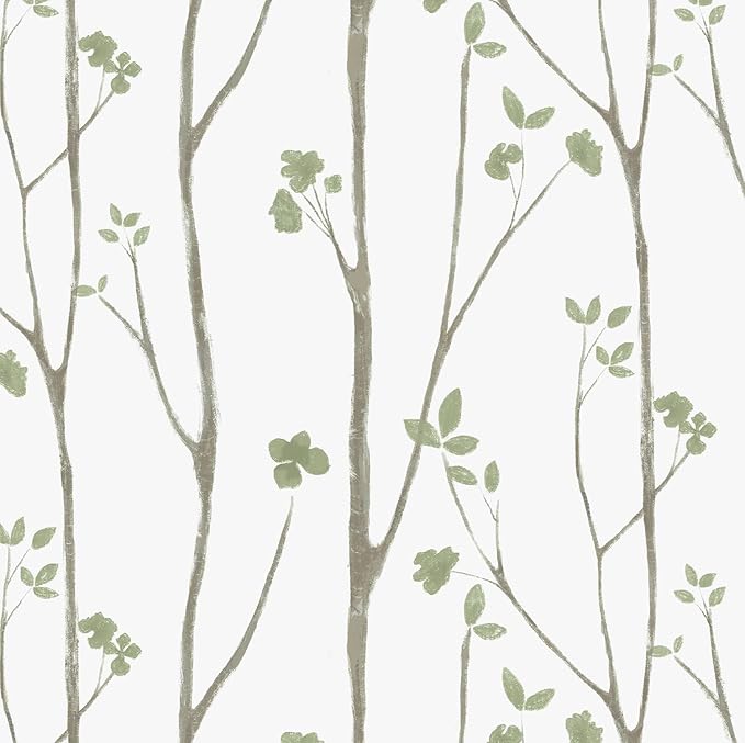 Timeet Floral Wallpaper Peel and Stick Green Leaf Contact Paper Boho Flower by Timeet